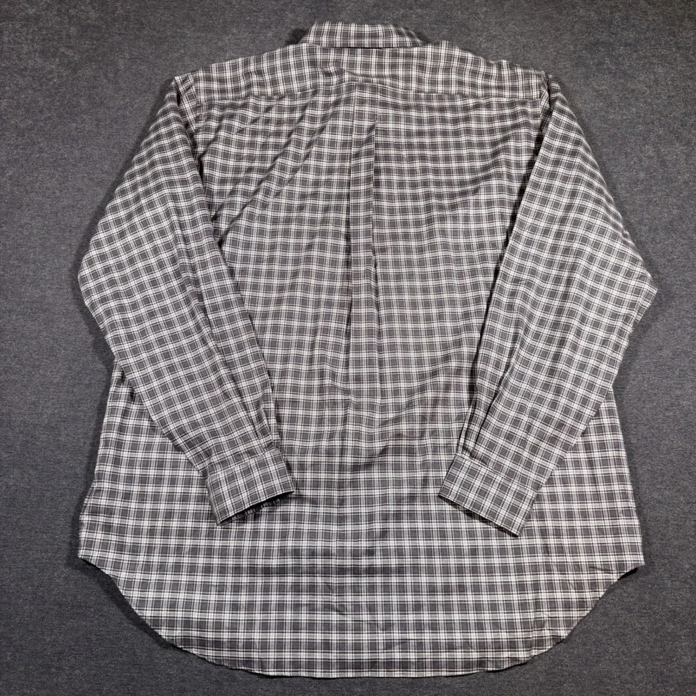 Ralph Lauren Button Down Shirt Mens XLT Gray Plaid Luxury Twill Long Sleeve